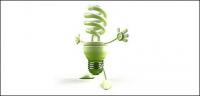 Зелени енергоспестяващи осветителни крушки хлапе материал