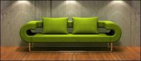 أريكة خضراء مع المواد الجدار القديم على الصورة