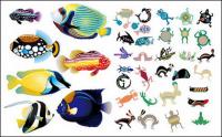 Животински риба реалистични и абстрактно вектор материал