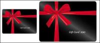 Red ribbon wrapped around a black gift cards vector material