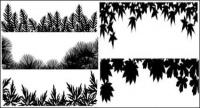 Материал различных векторных силуэт листьев