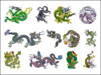 8 の古典的な中国語のドラゴン ベクトル材料