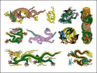 Китайски класически дракон седем от вектора материал