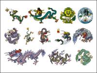 Китайски класически дракон шест вектор материал