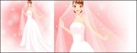 نهاية العروس ارتداء ثوب زفاف الوردي