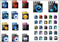 Formatos de vídeo requintado ícones populares - Vector
