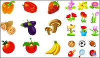 Légumes, de fruits, de fleurs icône vecteur matérielles mouvements