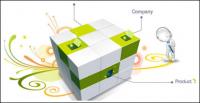 3D Cube 3D среднее вектора материал