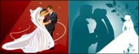 Married, kiss, dancing, the bride, groom vector