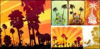 material de ilustrações de vector do coco árvores tema