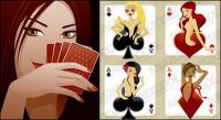 Покер векторного материала девушка