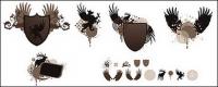 Shields, wings, pictorial material vector