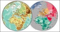 Векторная карта мира изысканный материал - карта Европы сфера