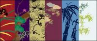 Вектор традиционных живописные серии 4 Цветочные растения