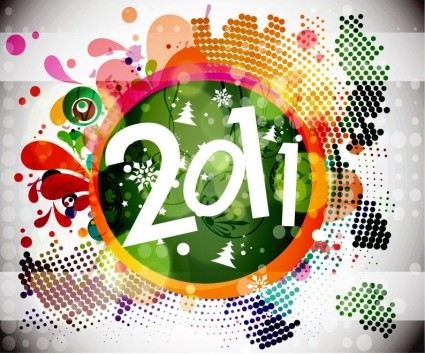 २०११ नए साल के पुष्प backgound वेक्टर ग्राफिक