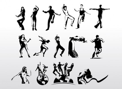 siluetas de vector de arte aeróbico bailarina