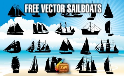 Vector siluetas de barcos de vela