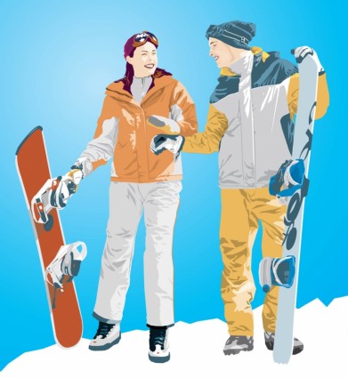 Ilustración de chica de snowboard boy amp