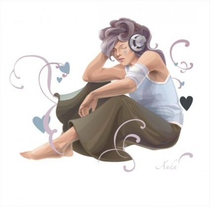 жена, слушане на музика