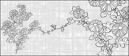 फूल गुलदाउदी पृष्ठभूमि के वेक्टर लाइन ड्राइंग
