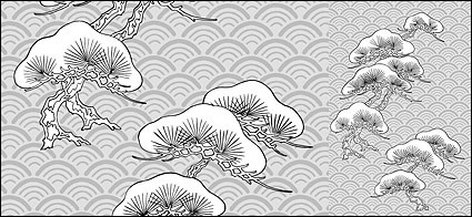 松古典波背景放射花のベクトル線の描画