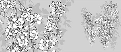 desenho de linha do vetor de flores sakura