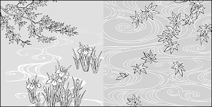 dibujo lineal del vector de flores agua iris