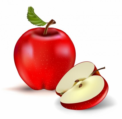 Красное яблоко и половина