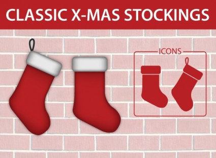 icono de calcetín de Navidad clásica
