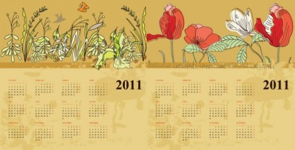 deux fleurs calendar vector