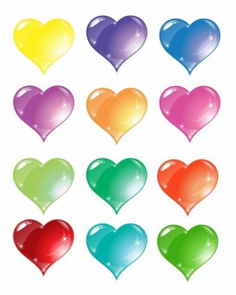 conjunto de vetor de amor coração colorido