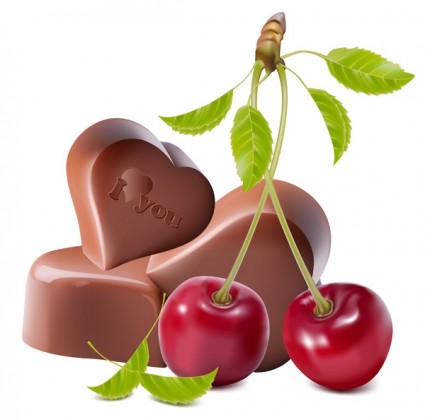 Herzfrmiger Schokolade und Kirsche Vektor