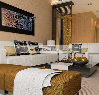 Beautiful and comfortable golden living room