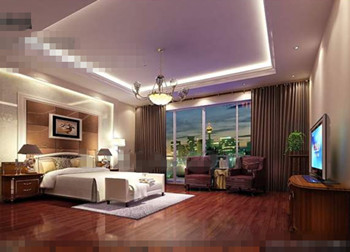 Luxurious and comfortable purple bedroom
