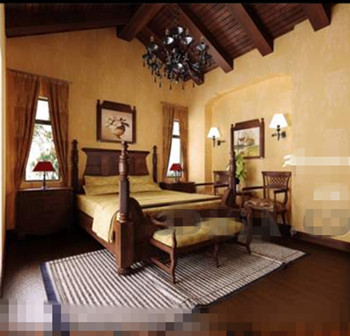 Retro ethnic wooden bedroom