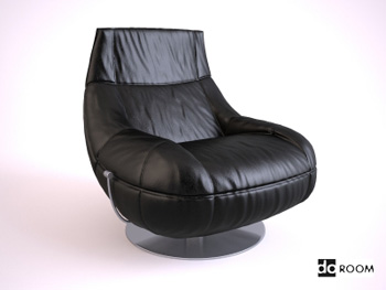 Black leather swivel chair 3D model