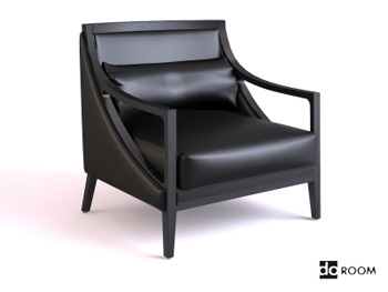 Black leather sofa armchair 3D model