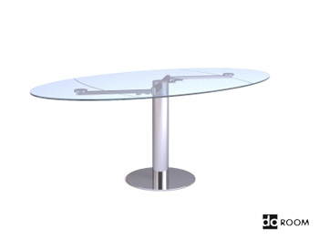 Glass surface oval table