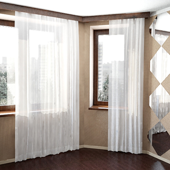 Windows with white curtains 3D model