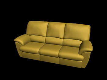 European-style yellow three seats leather sofa