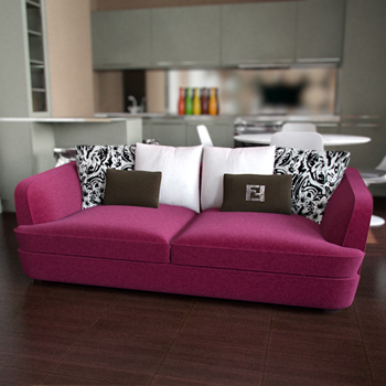 Modern pink double seats sofa