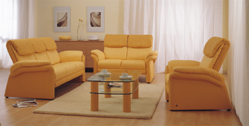 European-style yellow sofa and coffee table combination