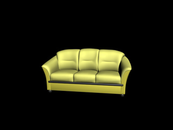 European-style three seats dark yellow sofa