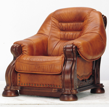 Modern brown wooden single sofa