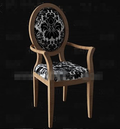 Black flower fabric wooden chair