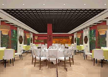 Chinese-style decoration spacious restaurant
