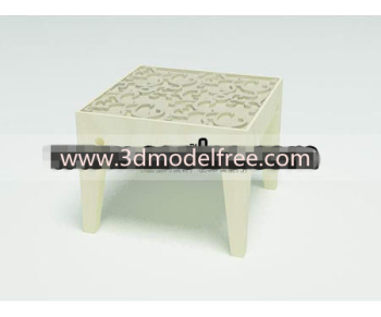 Solid wooden carved low stool
