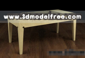 Simple wooden tea table 3D model