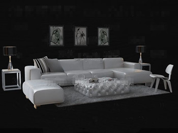 Fashion white leather sofa combination
