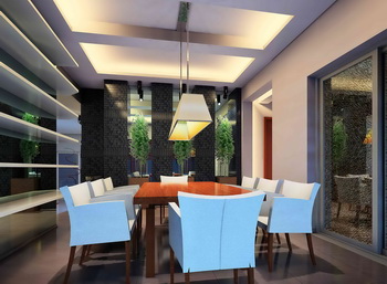 Modern natural forest scenery dining room
